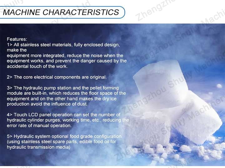 Características de la máquina para fabricar cubitos de hielo seco